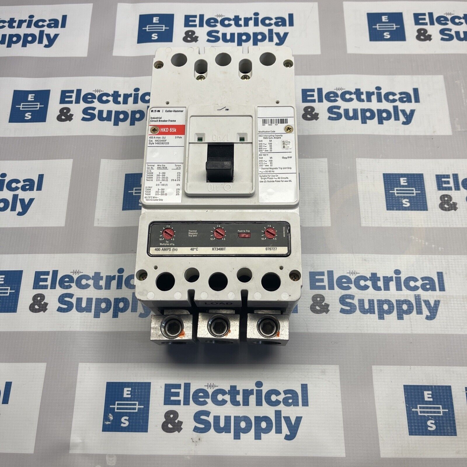 HKD3400F EATON 3 Pole 400 Amp Type HKD Circuit Breaker With Trip KT340 ...